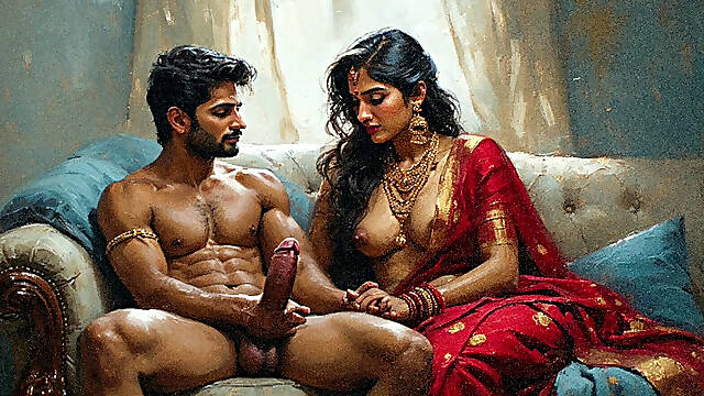 Indian stepmom calls her lesbian friend to have some fun with her stepson and gets her pussy cummed by huge load of her stepson