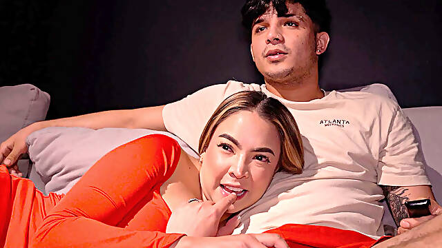 I watch TV with my stepsister and make her suck my huge cock - Big Jackson &amp; Daniela Gomez