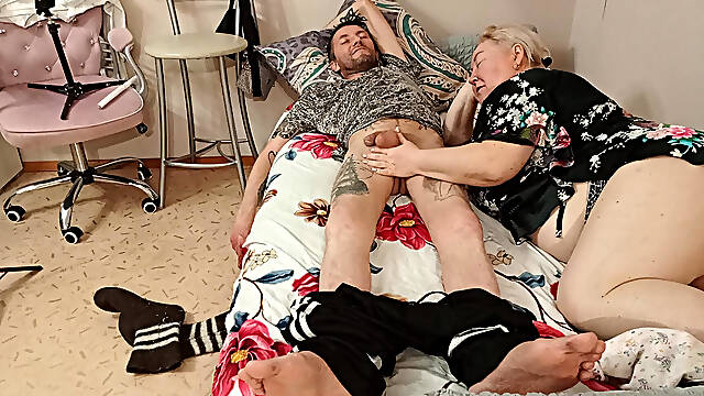 Stepmom gives blowjob and swallows cum