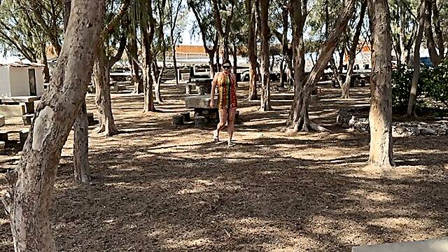 Girl fingering in public park