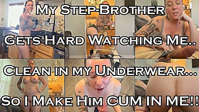 I Catch my Step-Brother Creeping and Make Him CUM INSIDE ME