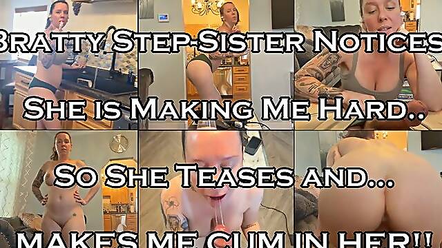 My Step-Sister Sees me Creeping and Makes me Cum Inside Her