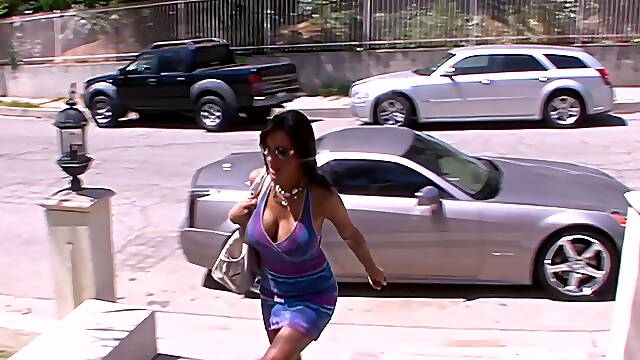 Brunette Sami Scott moans while being fucked by her neighbor