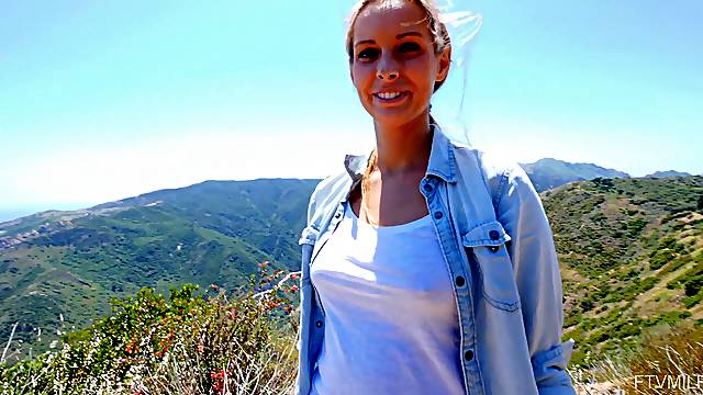 Outdoors solo masturbation act by handsome blonde amateur Kinuski