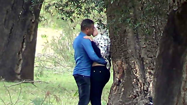 Arab couples in public park