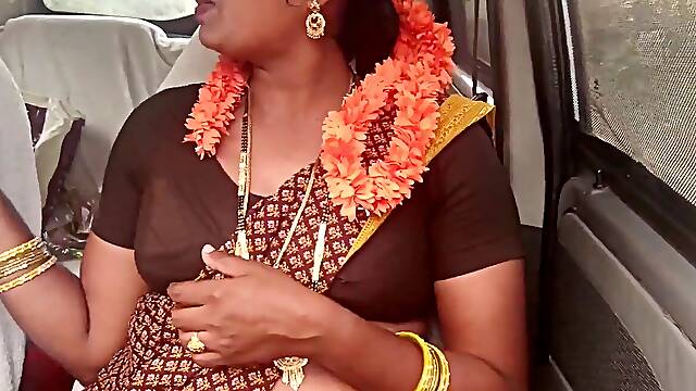 Step Mom's Car Threesome with Busty Indian Babe - Dirty Talk in Telugu!