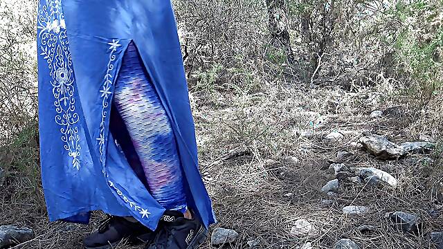 Muslim Granny Outdoor with Submissive Boy