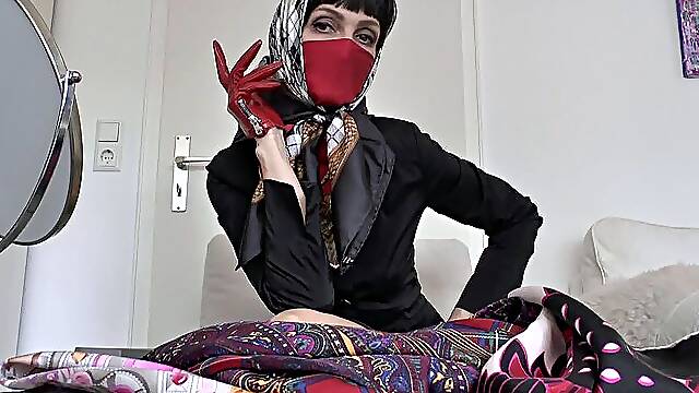 Elegant Silk Scarf Styling with Scarf Mask and Headscarf