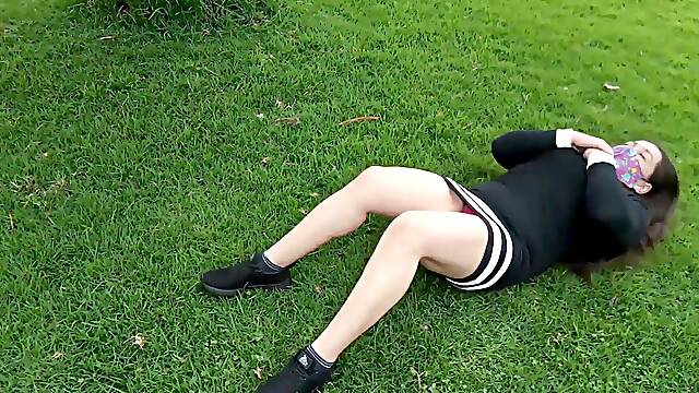 Latina Slut Stepmom Shows Her Underwear and Vagina in the Park 1-2