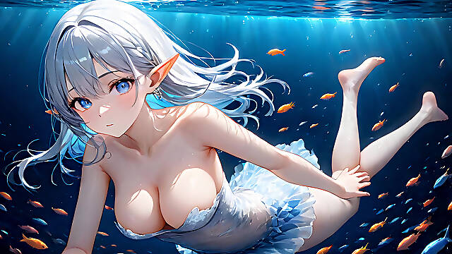Hentai Girl Swimming in the Ocean - Ai Fantasy Slideshow Art
