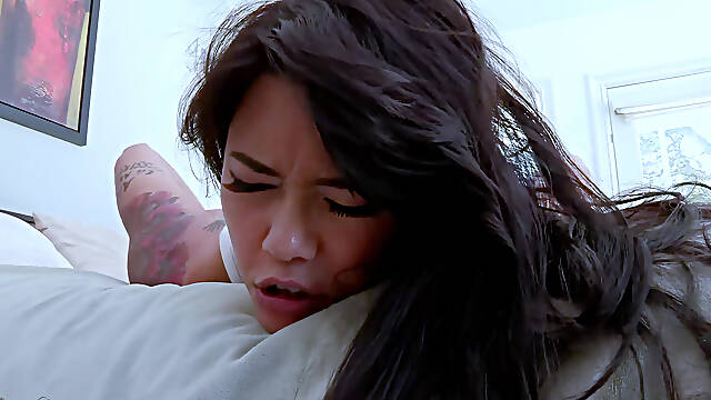 Dana Vespoli: Brunette Asian Dana Vespoli Takes James Deen's Big Cock in Hairy Pussy and Ass in Intense Outdoor Action