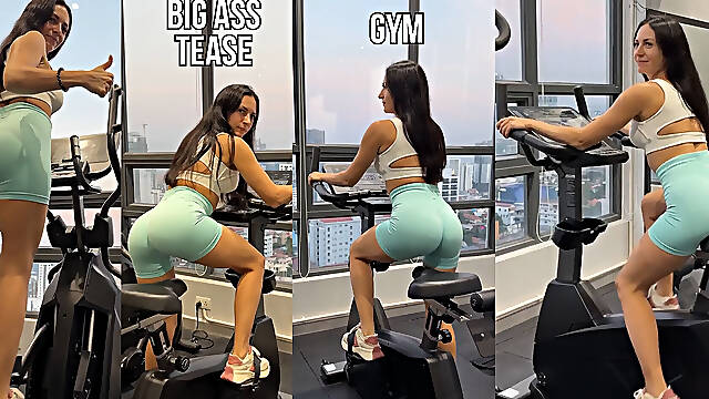 Brunette Big Ass Tease in Gym