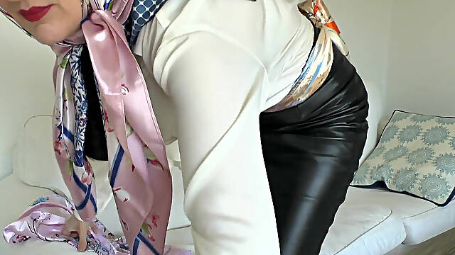 Satin Scarf Lover and Cumming on a Shiny Satin Scarf, Lady Victoria Valente