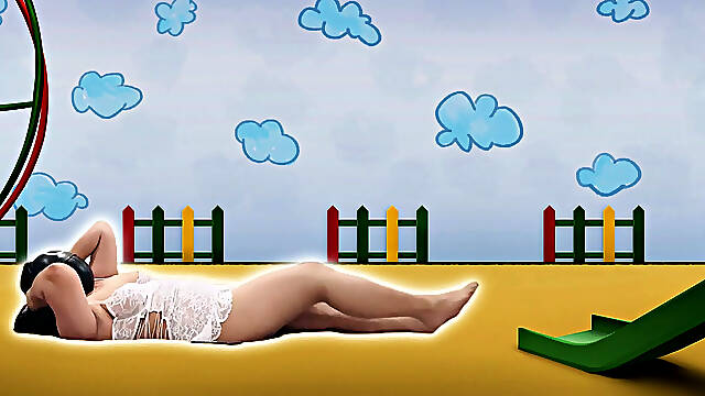 Miss Squid Exercises in White Lingerie