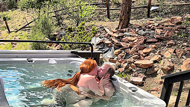 Multiple Underwater Creampies Oral & Pussy - Outdoor Hot Tub Sex with Curvy Redhead Wife Amateur
