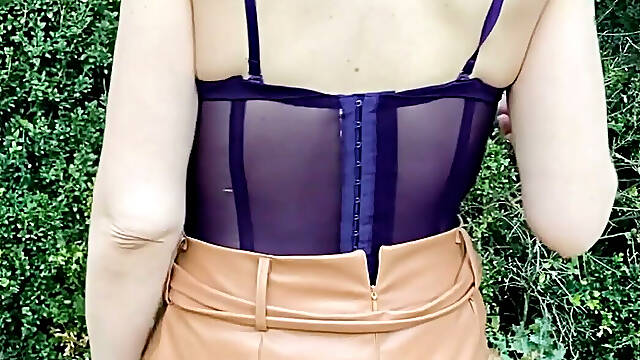 Lady Oups Submissive Stepmom in Leather Skirt and Collar